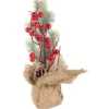 Julranka bordsdekoration med bär/kottar jute Merry Christmas 27 cm