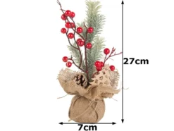 Julranka bordsdekoration med bär/kottar jute Merry Christmas 27 cm