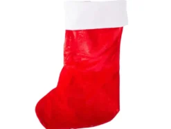 Julsocka röd tyg med upphängningsband 62x37x29 cm
