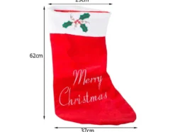 Julsocka röd tyg med upphängningsband 62x37x29 cm