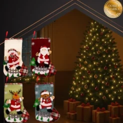 Julstrumpor 4-pack 19x31 cm tomte/ren/snögubbe/nallebjörn