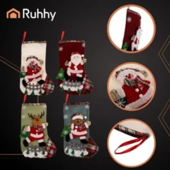 Julstrumpor 4-pack 19x31 cm tomte/ren/snögubbe/nallebjörn