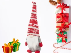 Jultomte dekoration plast grå med böjbar luva 48 cm