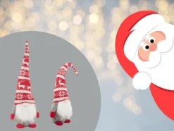 Jultomte dekoration plast grå med böjbar luva 48 cm