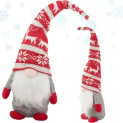 Jultomte dekoration plast grå med böjbar luva 48 cm