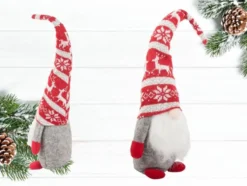 Jultomte dekoration plast grå med böjbar luva 48 cm