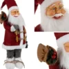 Jultomtefigur 45 cm med lykta och säck, formbar hatt, grå/röd