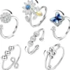 Justerbara fidgetringar i silver 6-pack