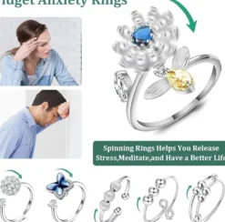 Justerbara fidgetringar i silver 6-pack