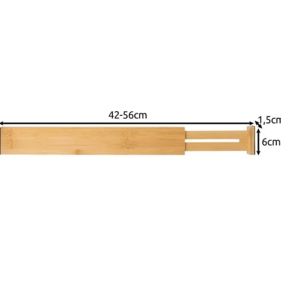 Justerbar lådorganisatör i bambu 4-pack teleskopiska avdelare 42-56 cm