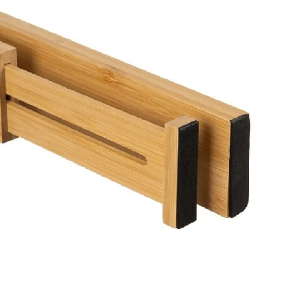 Justerbar lådorganisatör i bambu 4-pack teleskopiska avdelare 42-56 cm