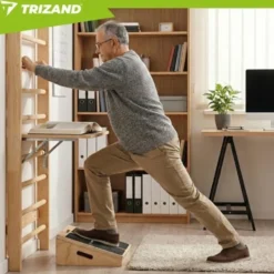 Justerbar slant board för vadstretch i trä 15-35° halkfri 150 kg