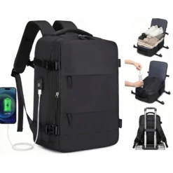 Kabinväska Ryggsäck för Ryanair, Norwegian & Wizzair- Handbagage – 30L Vakuum Kompression USB - cabin bag - pump ingår