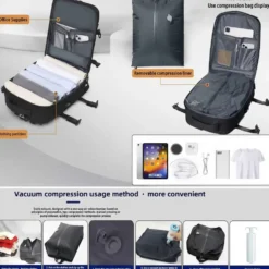 Kabinväska Ryggsäck för Ryanair, Norwegian & Wizzair- Handbagage – 30L Vakuum Kompression USB - cabin bag - pump ingår