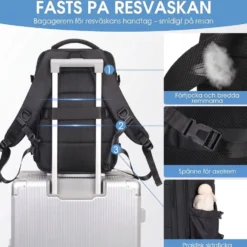 Kabinväska Ryggsäck för Ryanair, Norwegian & Wizzair- Handbagage – 30L Vakuum Kompression USB - cabin bag - pump ingår