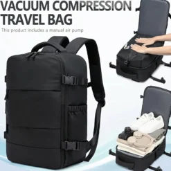 Kabinväska Ryggsäck för Ryanair, Norwegian & Wizzair- Handbagage – 30L Vakuum Kompression USB - cabin bag - pump ingår