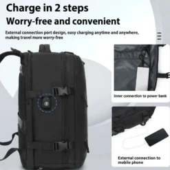 Kabinväska Ryggsäck för Ryanair, Norwegian & Wizzair- Handbagage – 30L Vakuum Kompression USB - cabin bag - pump ingår