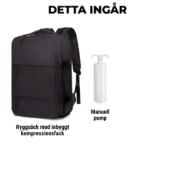 Kabinväska Ryggsäck för Ryanair, Norwegian & Wizzair- Handbagage – 30L Vakuum Kompression USB - cabin bag - pump ingår
