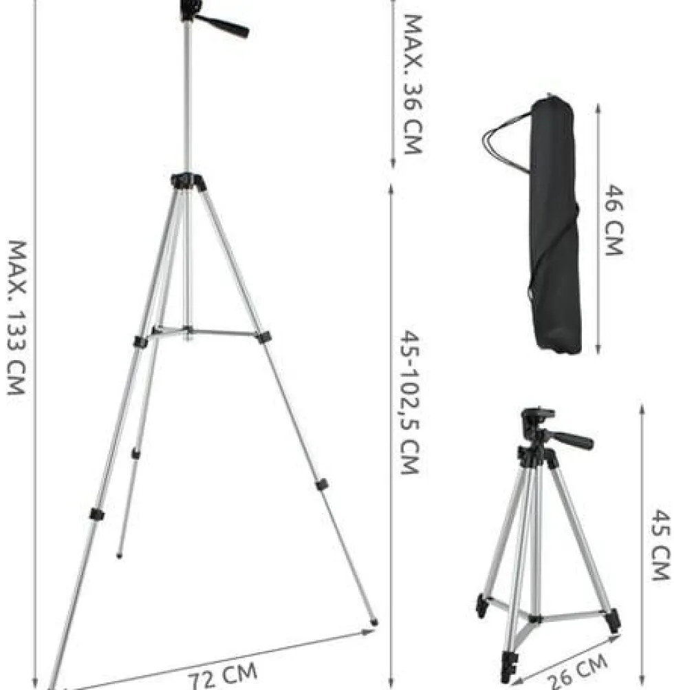 Kamerastativ / Stativ för mobil och kamera 45–133 cm