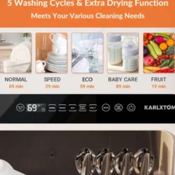KarlXTom Mini Dubbel vatteninloppsdiskmaskin Bordsdiskmaskin Diskmaskin