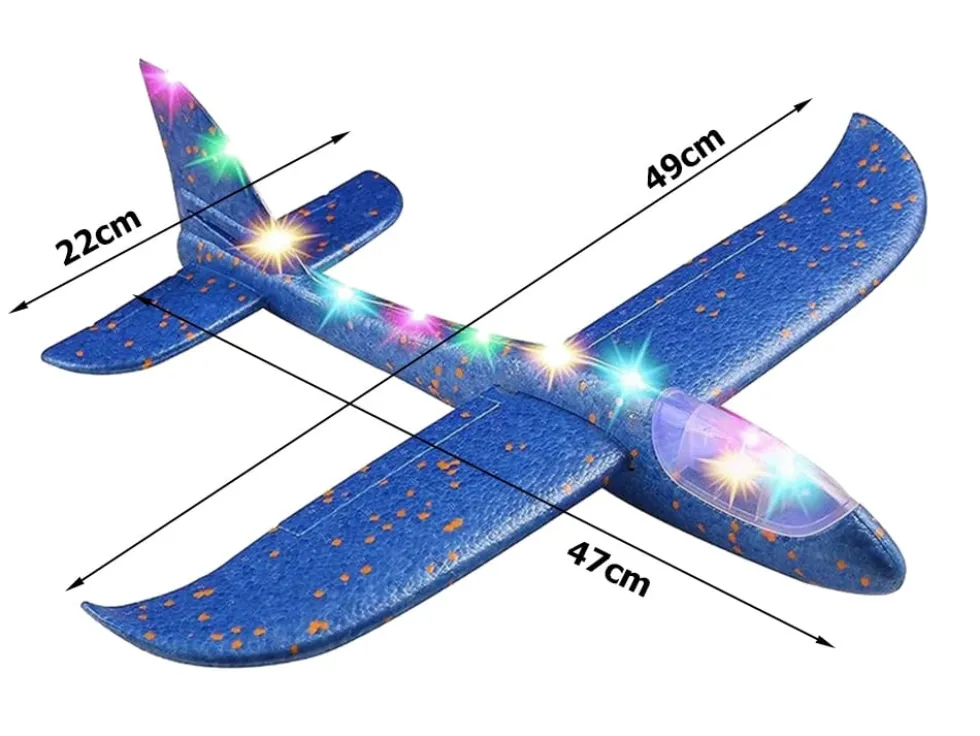 Kastflygplan med LED för barn 47 cm