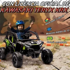Kawasaki Teryx KRX 1000 Licensierad 12V Elbil För Barn, Fjärrkontroll, Bakfjädring, Svart