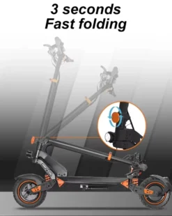 KEPOW K3 Elektrisk Scooter elkick elcykel 1000WUpp till 50 km/h, 48V 15Ah – 10" Offroad Däck, upp till 60 km Räckvidd E-Scooter