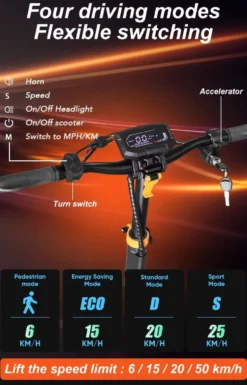 KEPOW K3 Elektrisk Scooter elkick elcykel 1000WUpp till 50 km/h, 48V 15Ah – 10