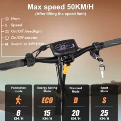KEPOW K3 Elektrisk Scooter elkick elcykel 1000WUpp till 50 km/h, 48V 15Ah – 10