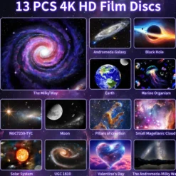 4K HD Galaxy Projektor 13-i-1 – Stjärnprojektor med Meteoreffekt, 360° Rotation & 13 Filmrullar