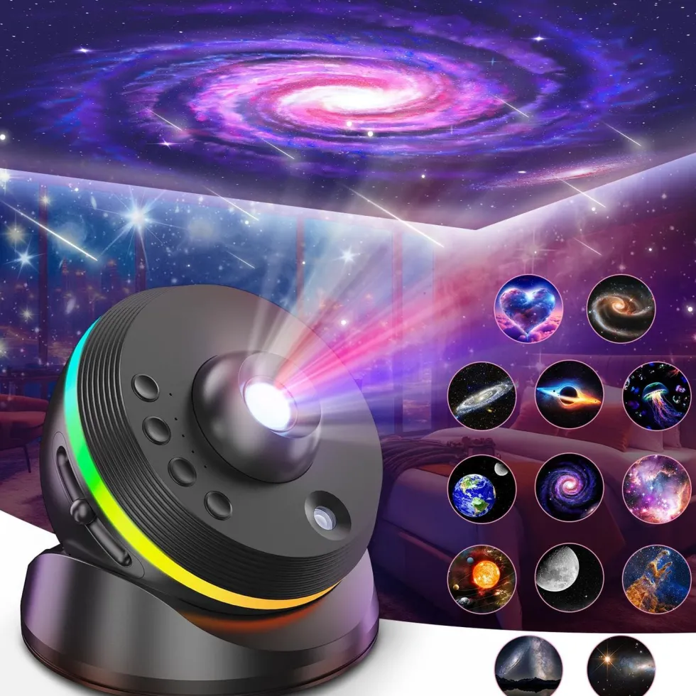 4K HD Galaxy Projektor 13-i-1 – Stjärnprojektor med Meteoreffekt, 360° Rotation & 13 Filmrullar