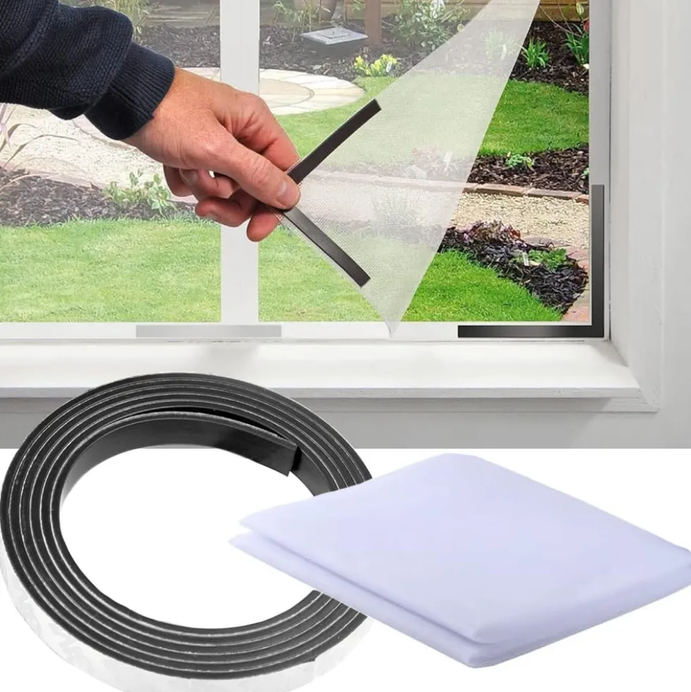 Klippbart Myggnät för Fönster med Magnetfäste 150x180 Vit
