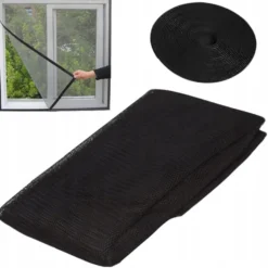 Klippbart Myggnät för Fönster med Kardborre 130x150cm Svart