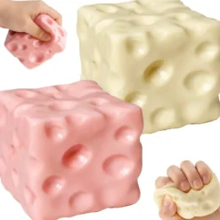 Klämleksak 2-pack Squishy Cheese Ostkub - Formbar Fidget - Mjuk Stressboll cheese squishies stress skola koncentration