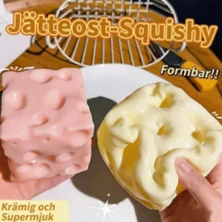 Klämleksak 2-pack Squishy Cheese Ostkub - Formbar Fidget - Mjuk Stressboll cheese squishies stress skola koncentration
