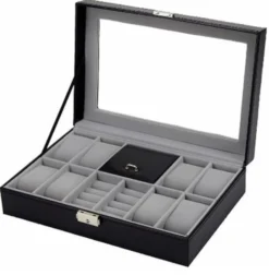 Klockbox o juvelbox 8 klockors ljusgrå insida