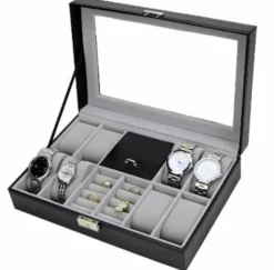 Klockbox o juvelbox 8 klockors ljusgrå insida