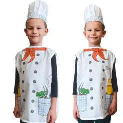 Kockkostym barn set med förkläde och kockmössa 3-8 år vit