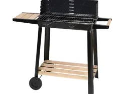 Kolgrill med justerbart grillgaller 5 nivåer hyllor och hjul 84x78x42