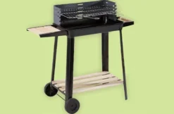 Kolgrill med justerbart grillgaller 5 nivåer hyllor och hjul 84x78x42