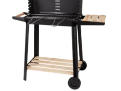 Kolgrill med justerbart grillgaller 5 nivåer hyllor och hjul 84x78x42