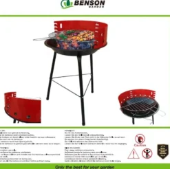 Kolgrill med justerbart grillgaller 36 cm