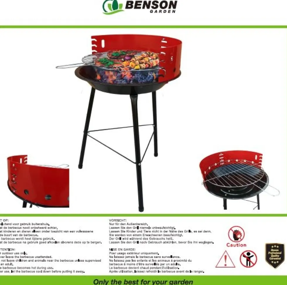 Kolgrill med justerbart grillgaller 36 cm