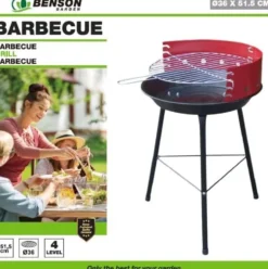 Kolgrill med justerbart grillgaller 36 cm