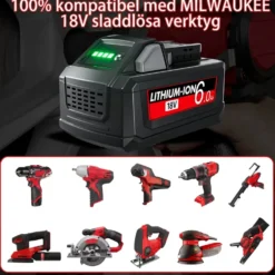 Kompatibelt 18V 6.0Ah batteri för Milwaukee M18 [4-pack] med dubbelladdare - 6000 mAh Li-ion - Reservbatteri