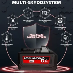 Kompatibelt 18V 6.0Ah batteri för Milwaukee M18 [4-pack] med dubbelladdare - 6000 mAh Li-ion - Reservbatteri