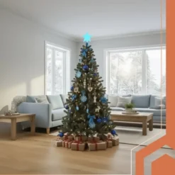 Konstgjord julgran 210 cm flamskyddad PVC med stativ grön