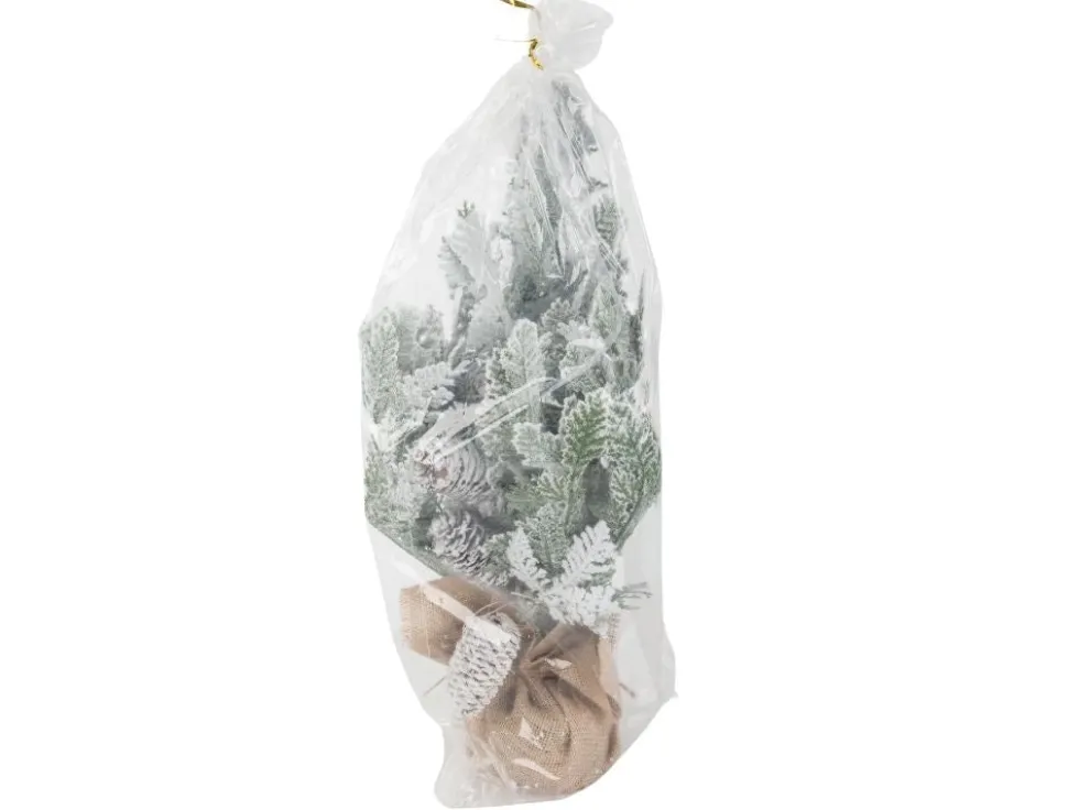 Konstgjord julgran 45 cm med snöeffekt träbas grön