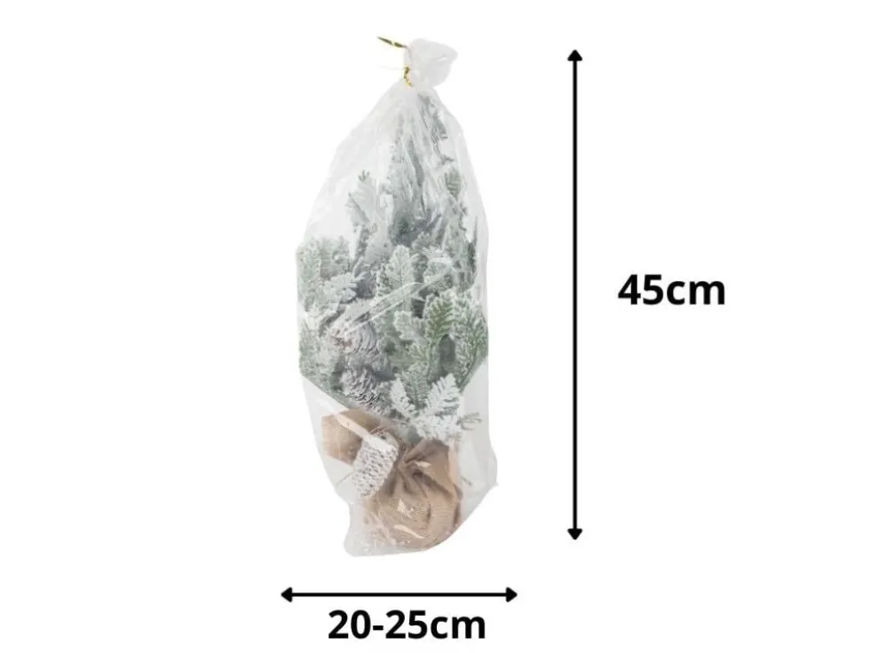 Konstgjord julgran 45 cm med snöeffekt träbas grön
