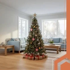 Konstgjord julgran 210 cm PVC flamskyddad med stativ grön
